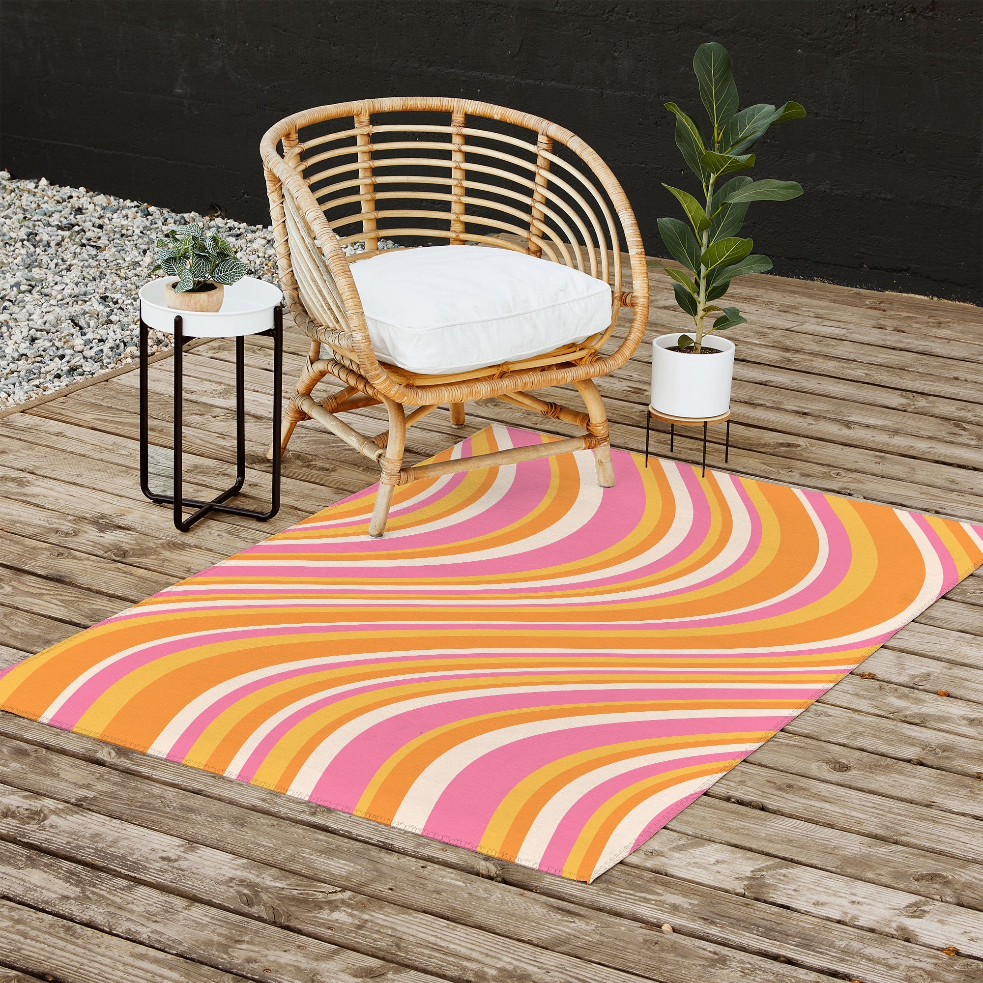 Colour Poems Wavy Retro Stripes III Outdoor Rug