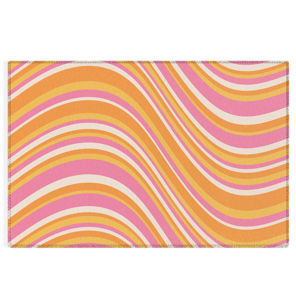 Colour Poems Wavy Retro Stripes III Outdoor Rug