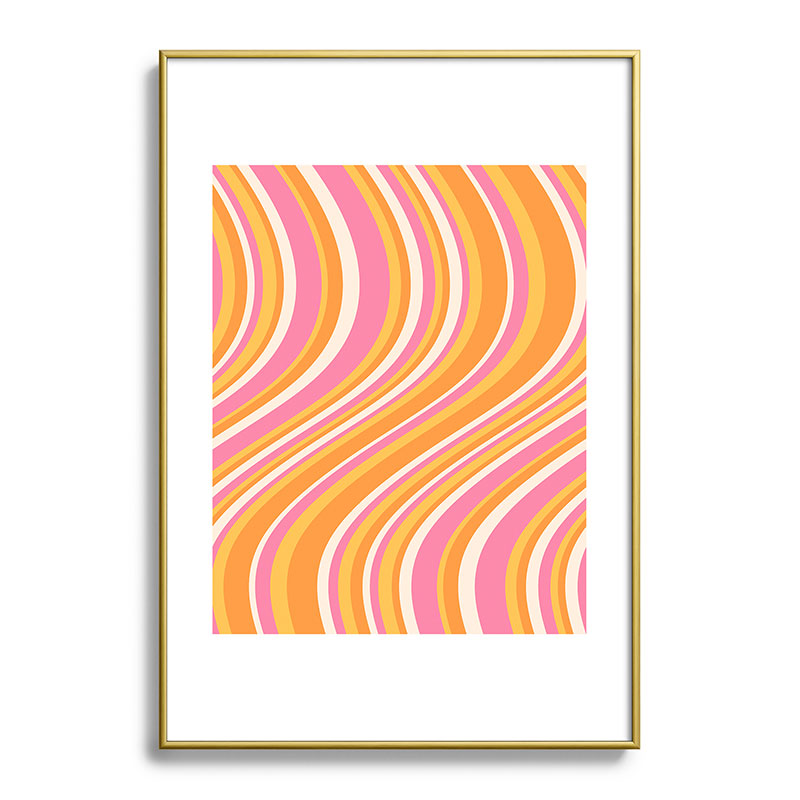 Colour Poems Wavy Retro Stripes III Metal Framed Art Print