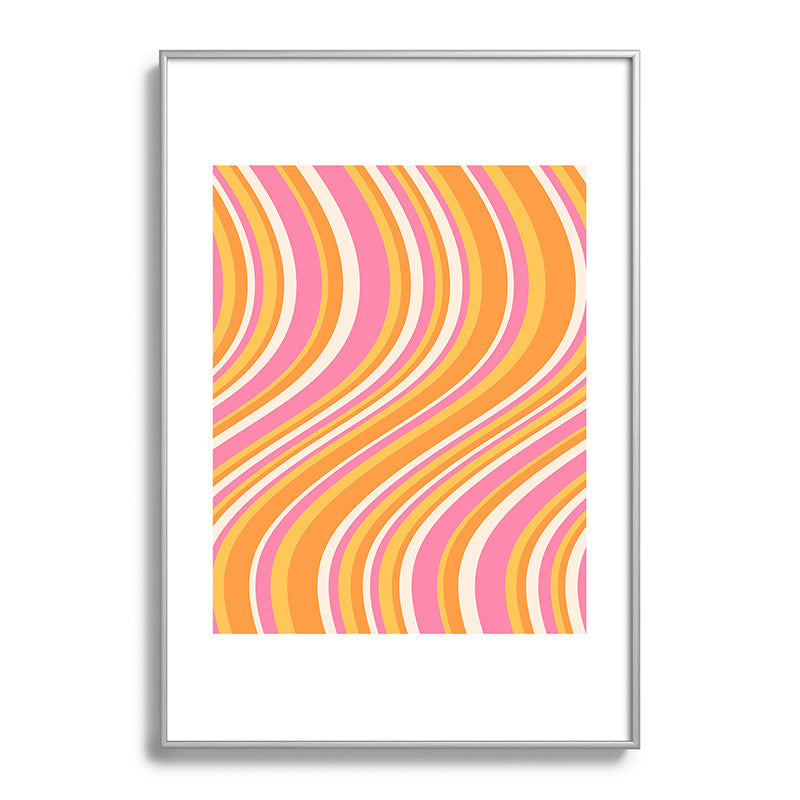 Colour Poems Wavy Retro Stripes III Metal Framed Art Print