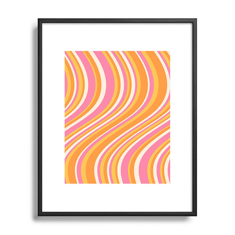 Colour Poems Wavy Retro Stripes III Metal Framed Art Print