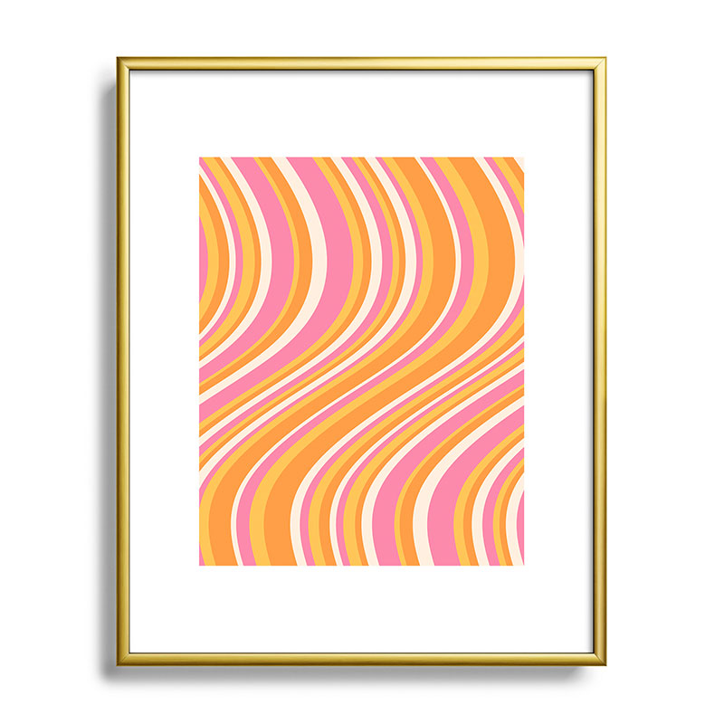 Colour Poems Wavy Retro Stripes III Metal Framed Art Print