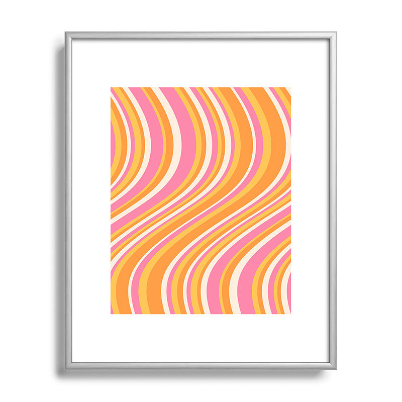 Colour Poems Wavy Retro Stripes III Metal Framed Art Print