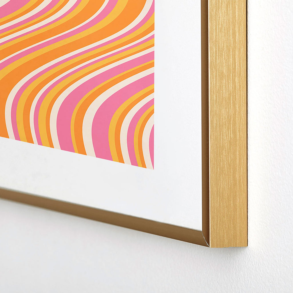 Colour Poems Wavy Retro Stripes III Metal Framed Art Print