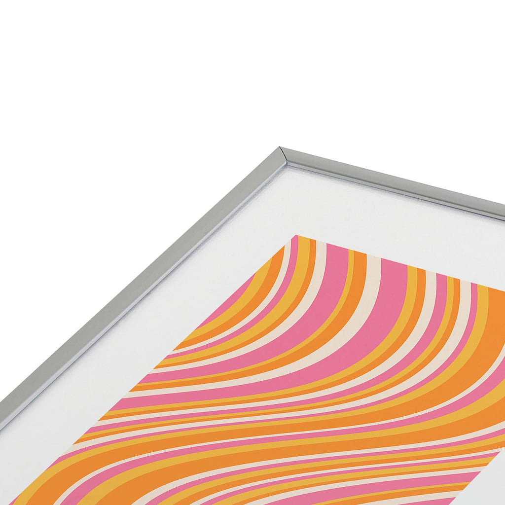 Colour Poems Wavy Retro Stripes III Metal Framed Art Print