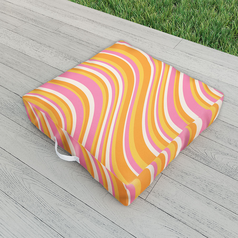 Colour Poems Wavy Retro Stripes III Outdoor Floor Cushion