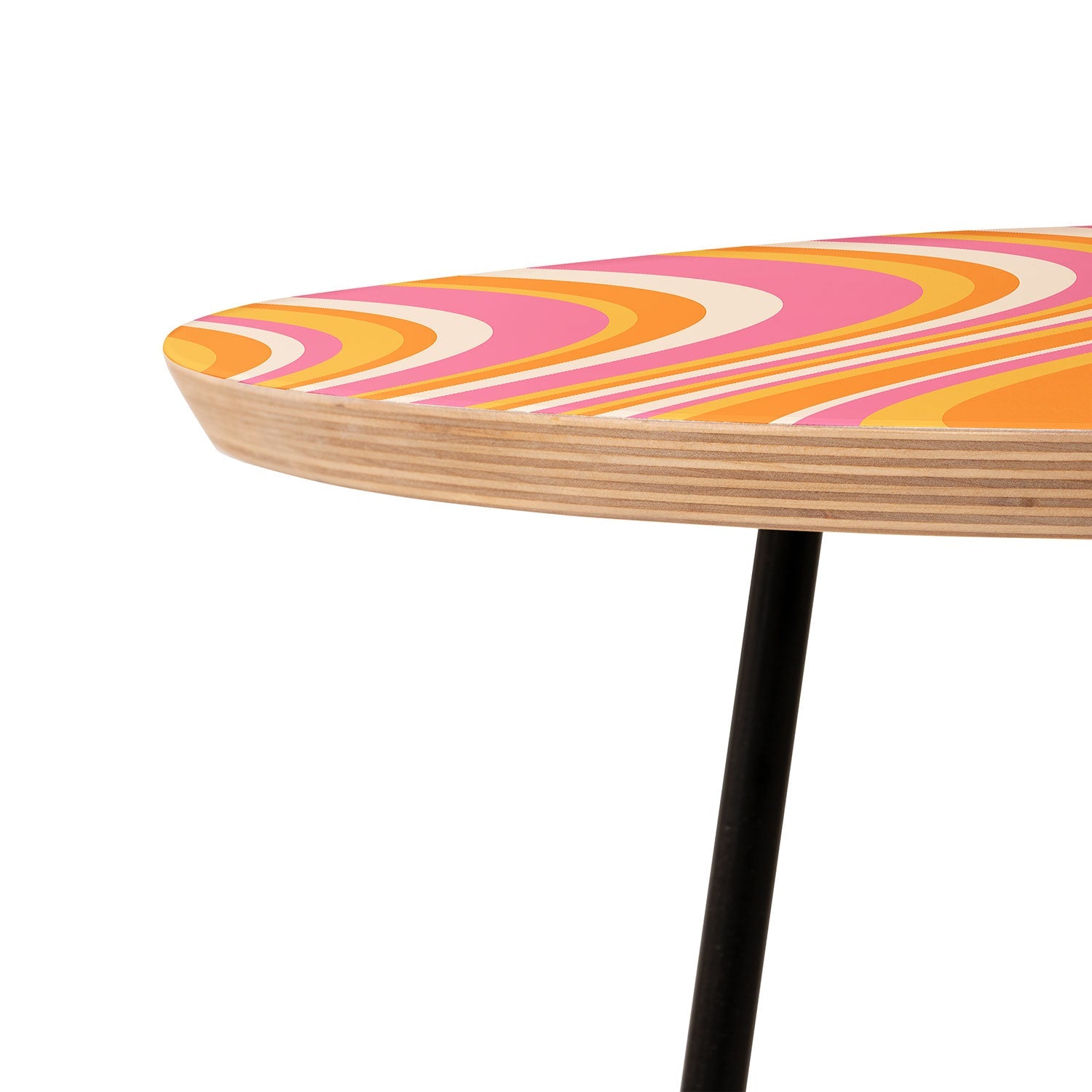 Colour Poems Wavy Retro Stripes III Round Side Table