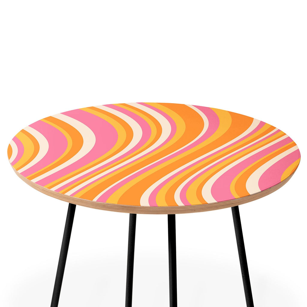 Colour Poems Wavy Retro Stripes III Round Side Table