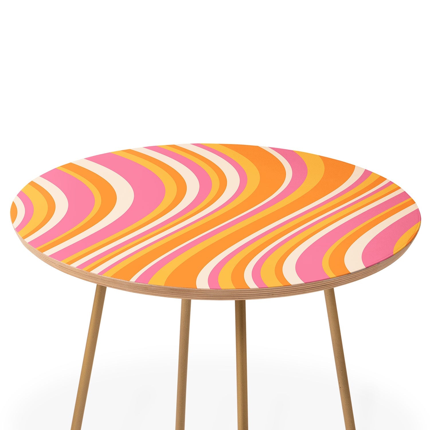 Colour Poems Wavy Retro Stripes III Round Side Table