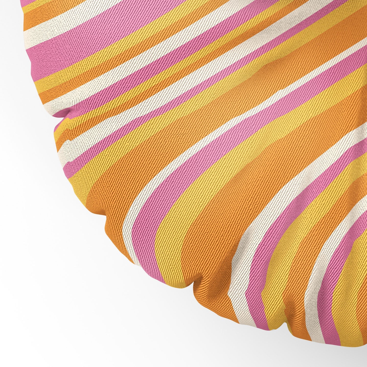 Colour Poems Wavy Retro Stripes III Floor Pillow Round