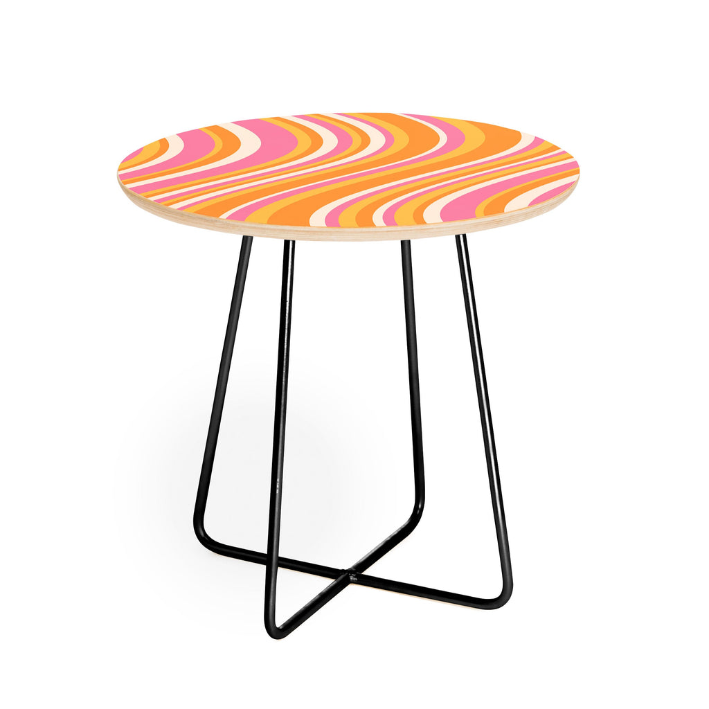 Colour Poems Wavy Retro Stripes III Round Side Table