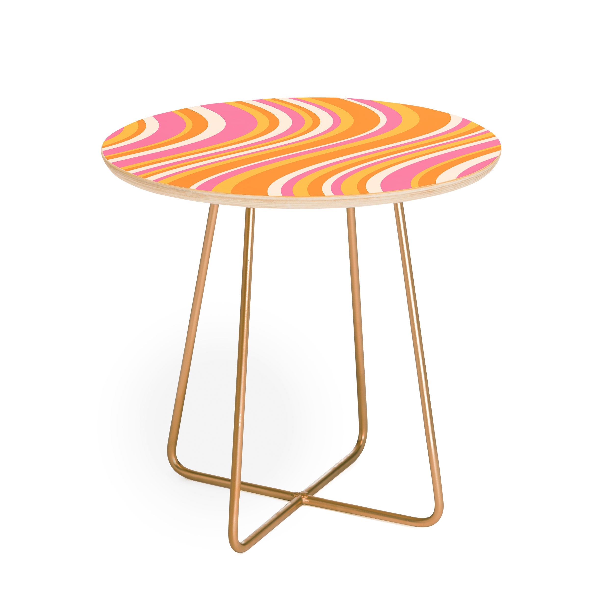 Colour Poems Wavy Retro Stripes III Round Side Table
