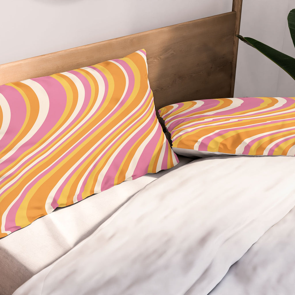 Colour Poems Wavy Retro Stripes III Pillow Shams