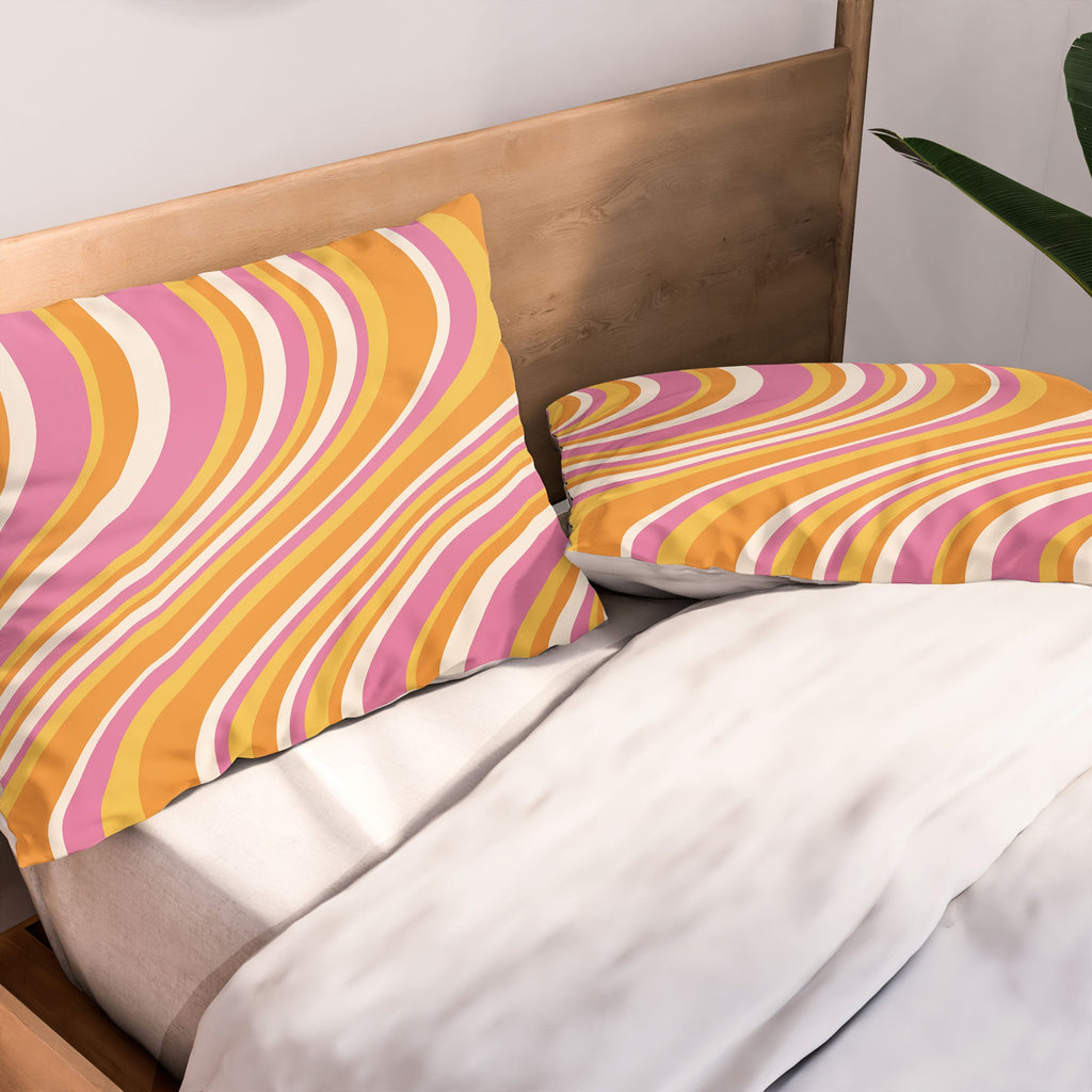 Colour Poems Wavy Retro Stripes III Pillow Shams