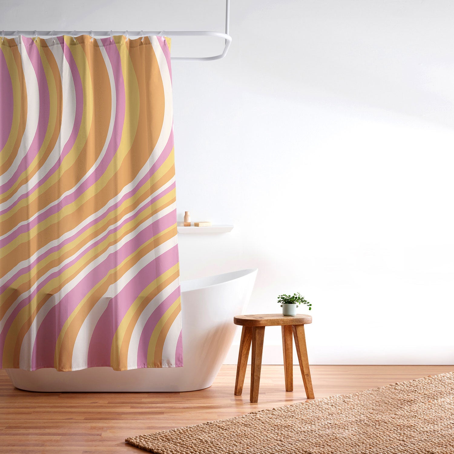 Colour Poems Wavy Retro Stripes III Shower Curtain