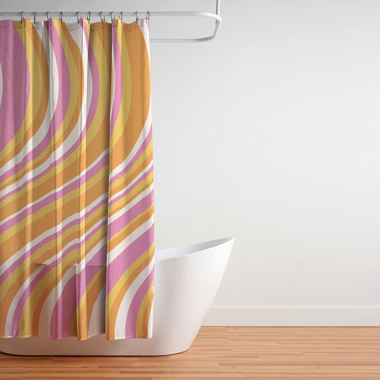 Colour Poems Wavy Retro Stripes III Shower Curtain