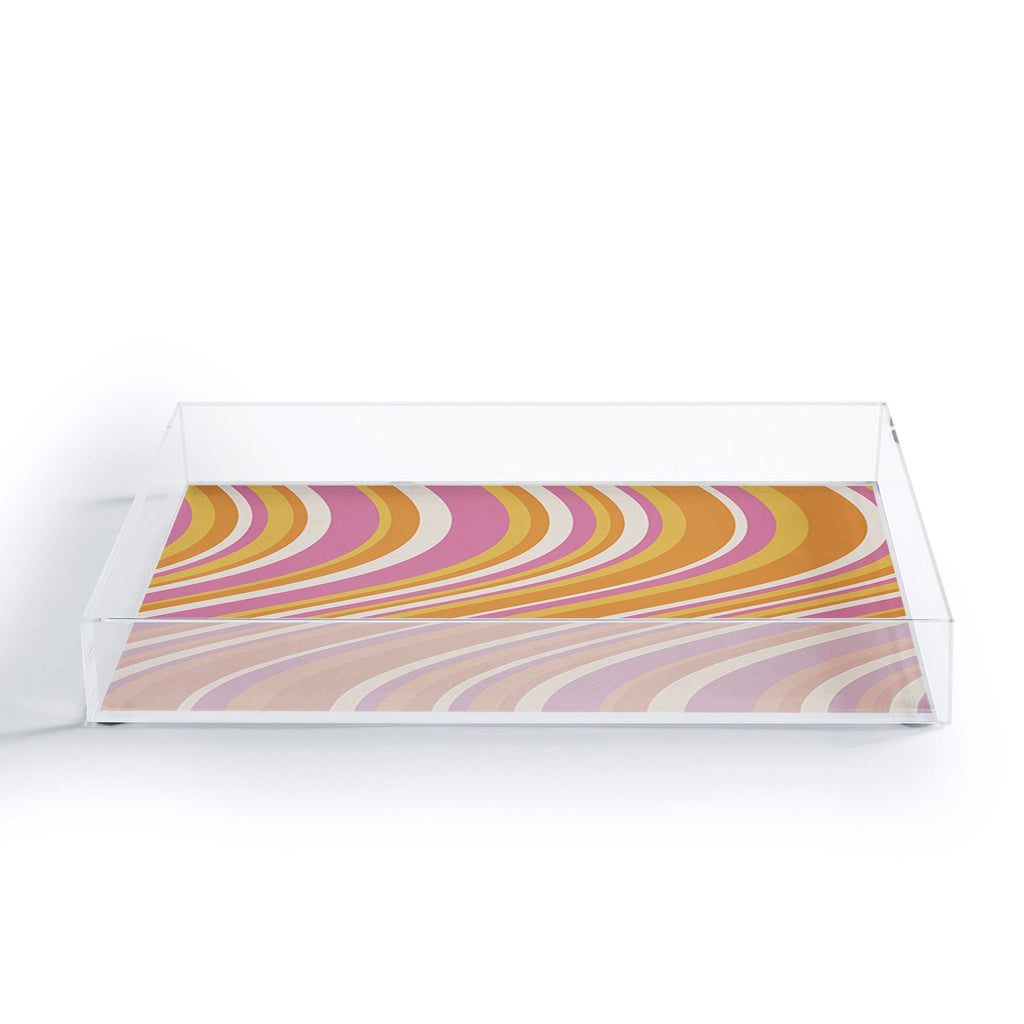 Colour Poems Wavy Retro Stripes III Acrylic Tray