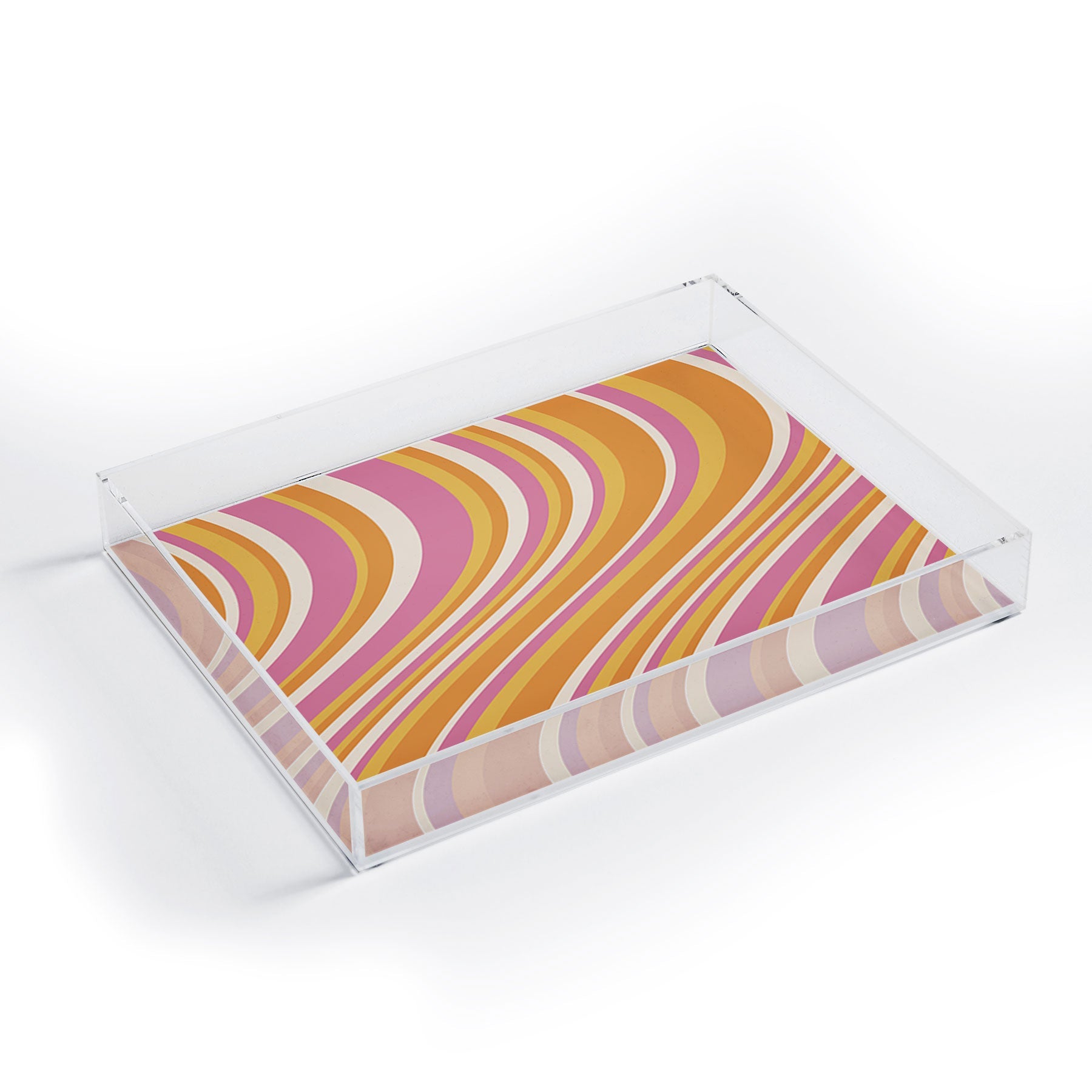 Colour Poems Wavy Retro Stripes III Acrylic Tray