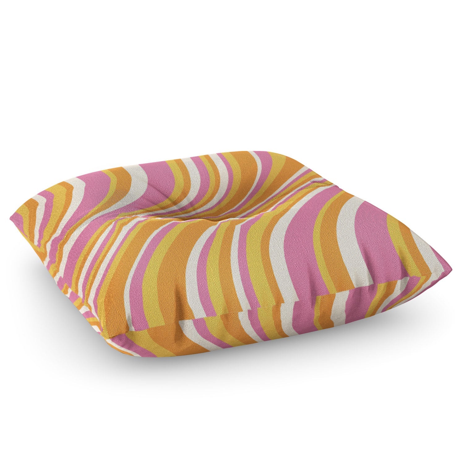 Colour Poems Wavy Retro Stripes III Floor Pillow Square