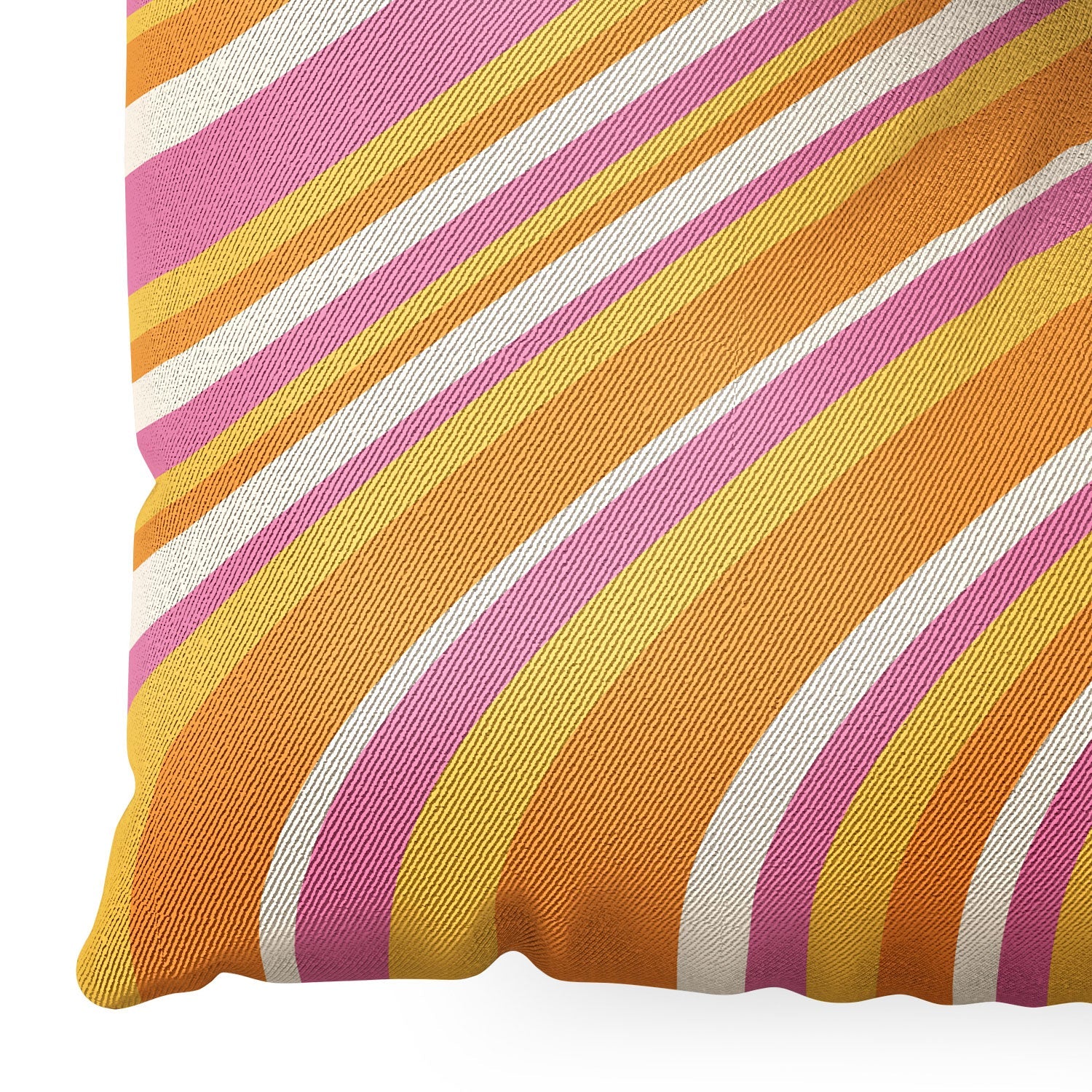 Colour Poems Wavy Retro Stripes III Floor Pillow Square