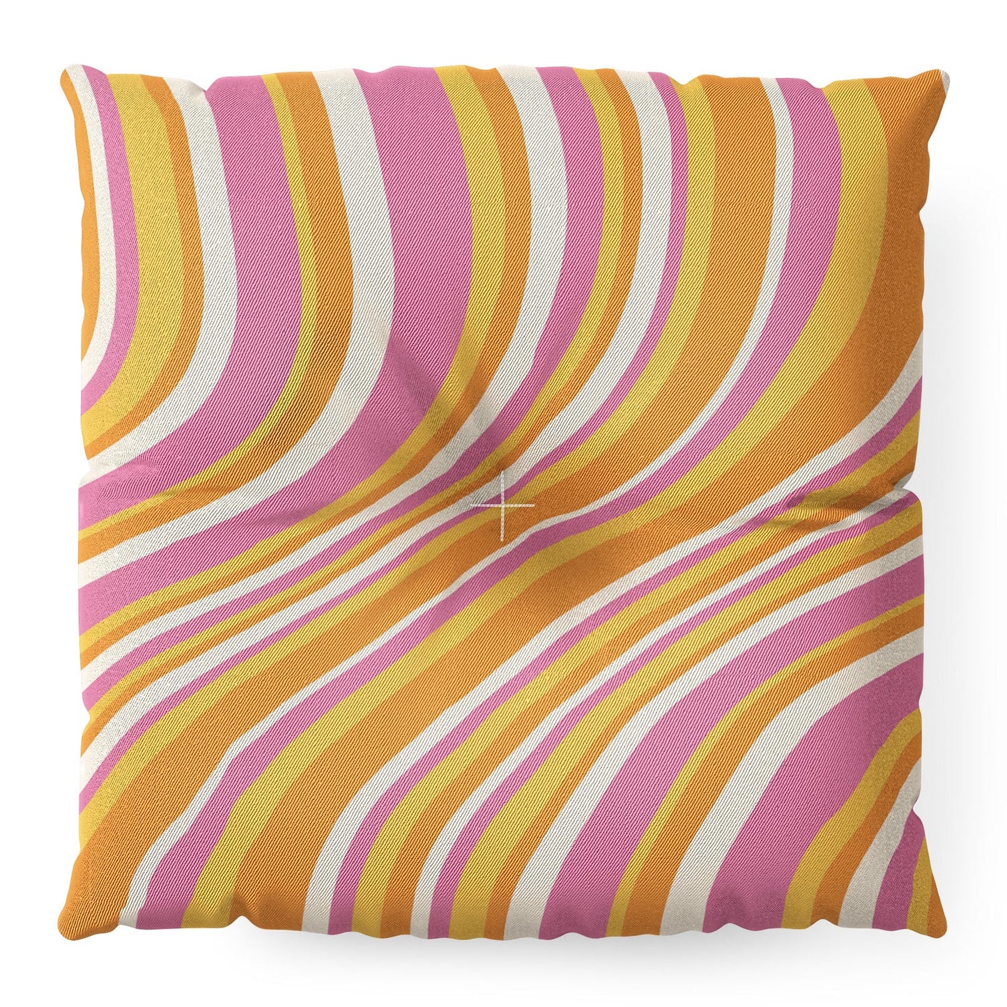 Colour Poems Wavy Retro Stripes III Floor Pillow Square