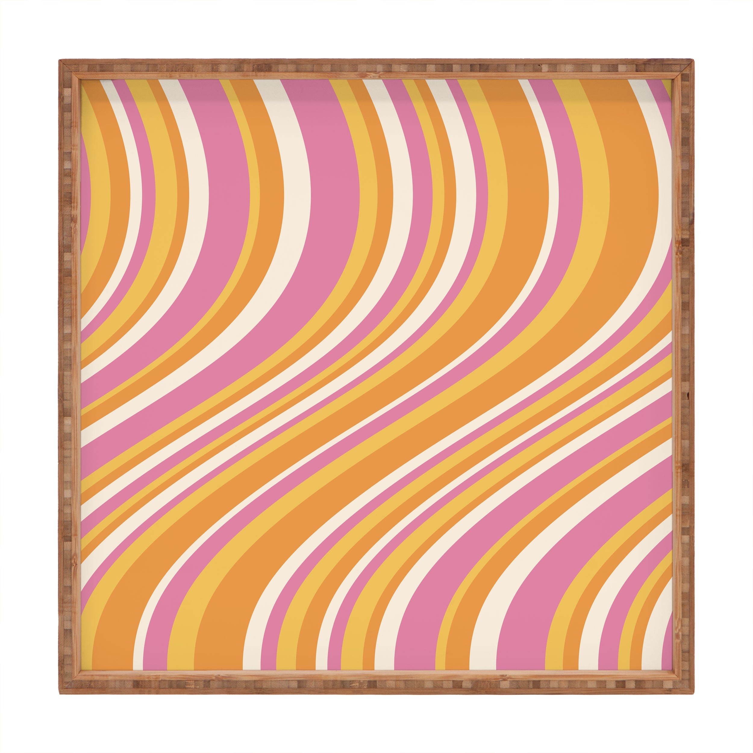 Colour Poems Wavy Retro Stripes III Square Tray