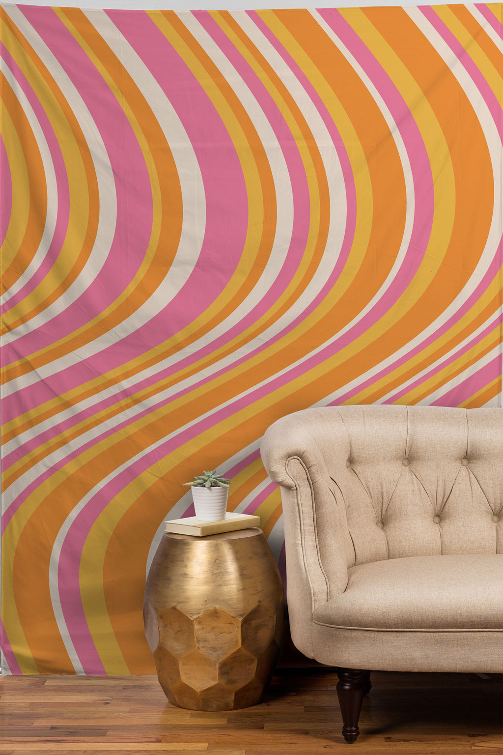 Colour Poems Wavy Retro Stripes III Tapestry