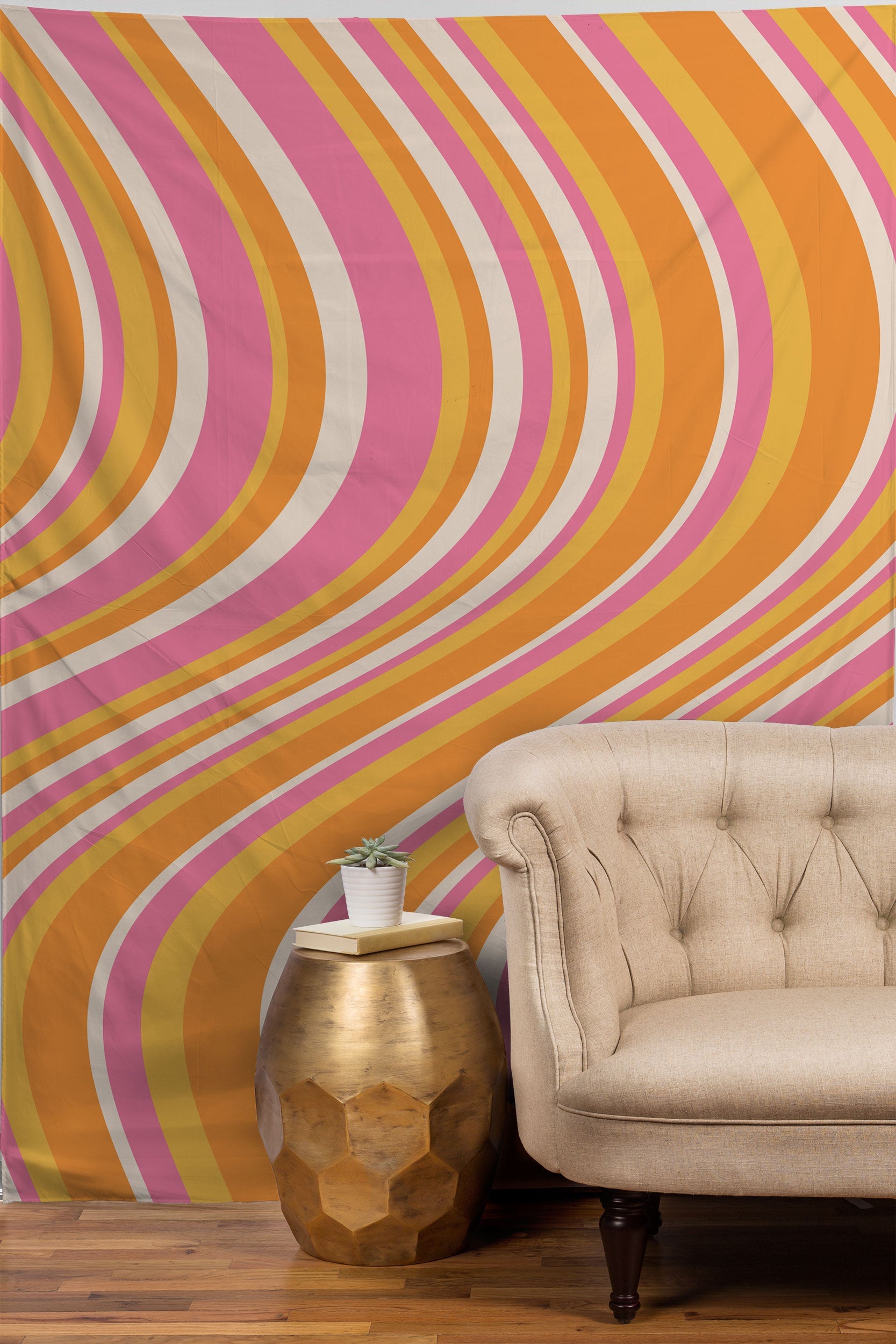 Colour Poems Wavy Retro Stripes III Tapestry