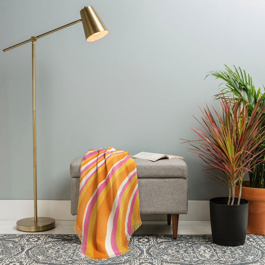 Colour Poems Wavy Retro Stripes III Throw Blanket