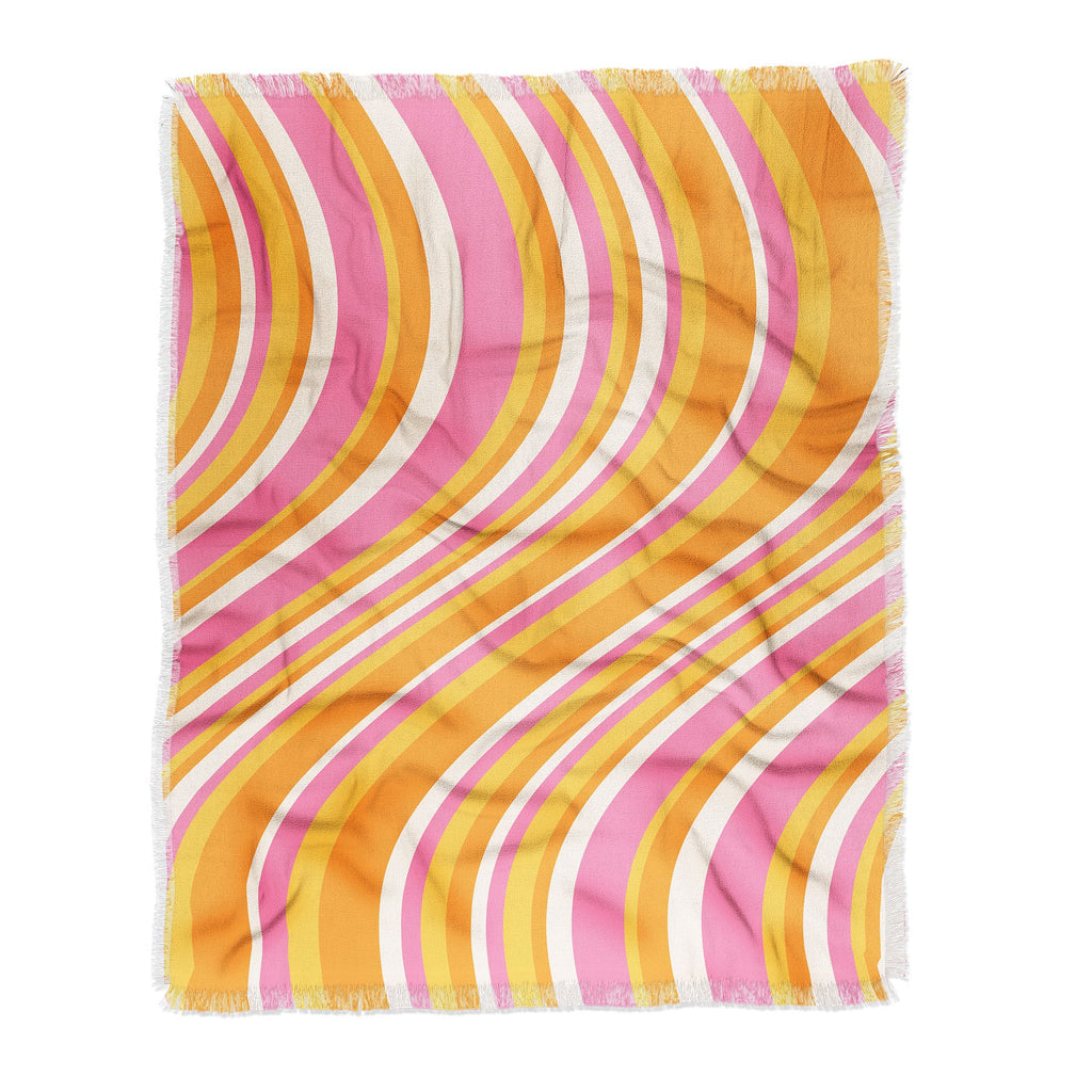 Colour Poems Wavy Retro Stripes III Throw Blanket