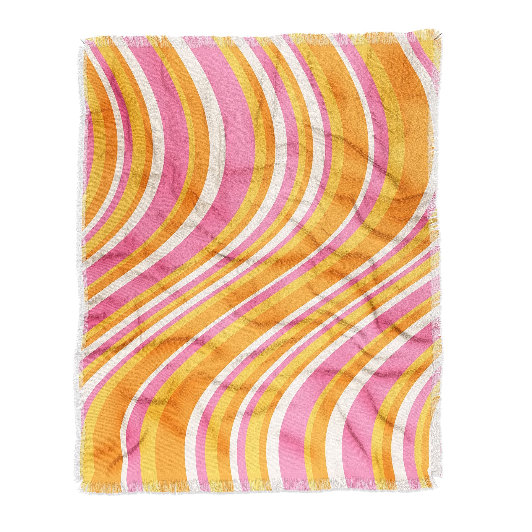 Colour Poems Wavy Retro Stripes III Throw Blanket