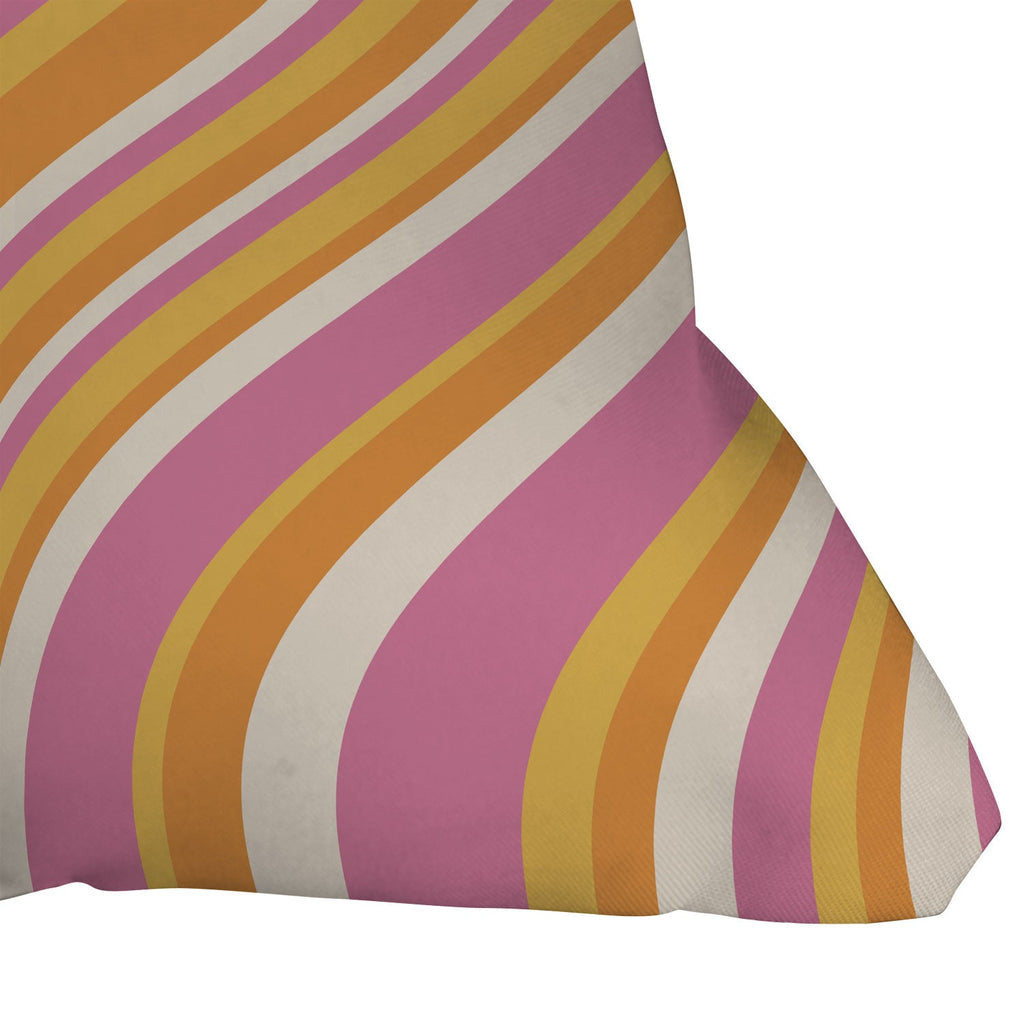 Colour Poems Wavy Retro Stripes III Outdoor Throw Pillow