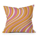 Colour Poems Wavy Retro Stripes III Outdoor Throw Pillow