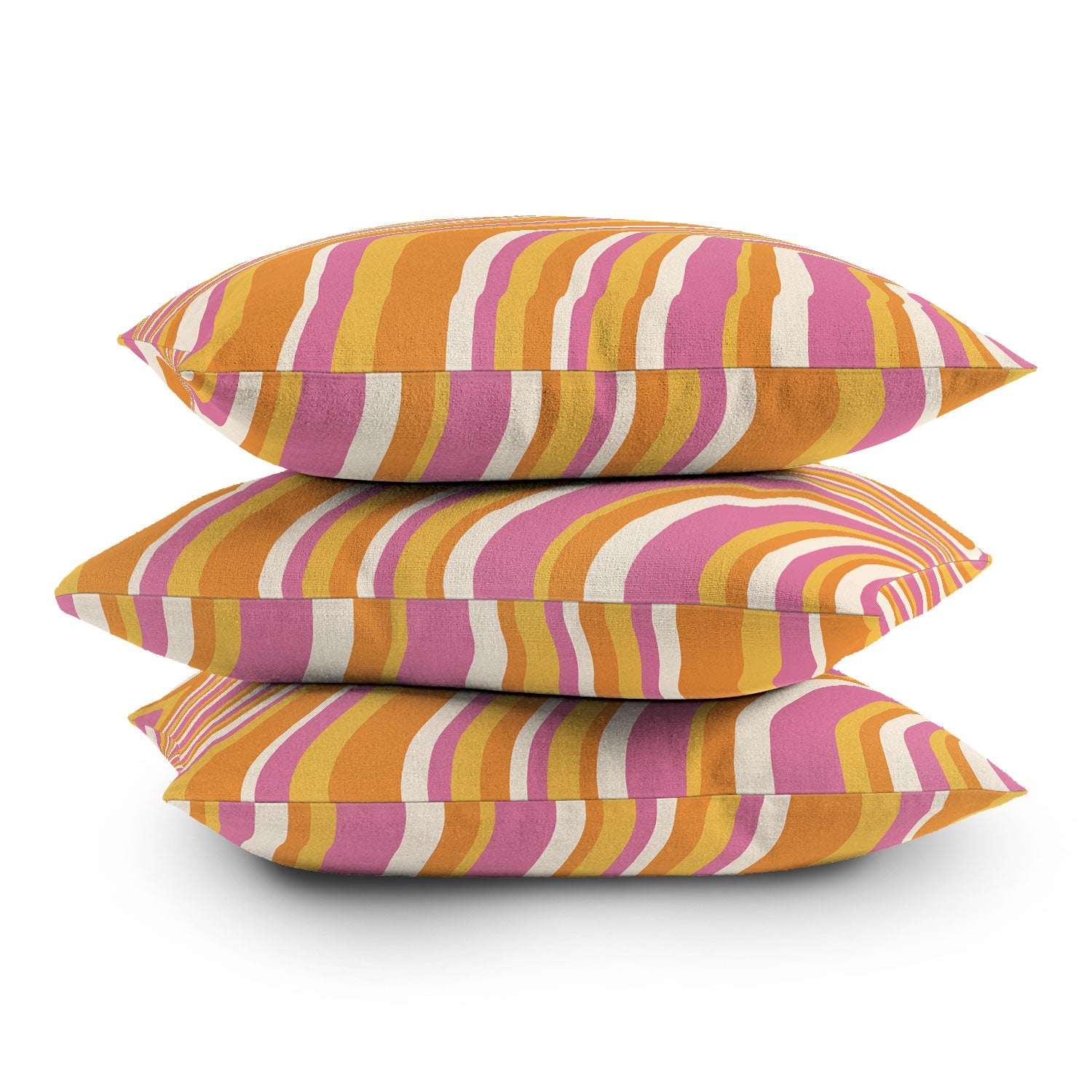 Colour Poems Wavy Retro Stripes III Outdoor Throw Pillow