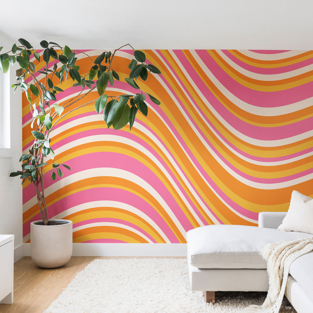 Colour Poems Wavy Retro Stripes III Wall Mural