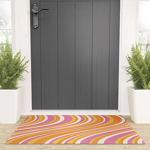 Colour Poems Wavy Retro Stripes III Welcome Mat
