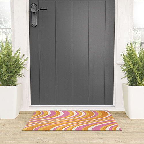 Colour Poems Wavy Retro Stripes III Welcome Mat