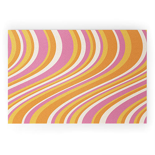 Colour Poems Wavy Retro Stripes III Welcome Mat