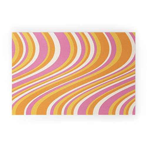 Colour Poems Wavy Retro Stripes III Welcome Mat