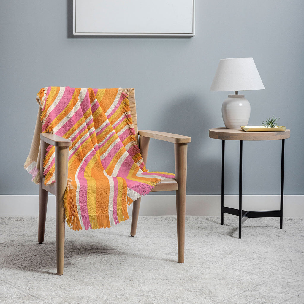 Colour Poems Wavy Retro Stripes III Throw Blanket