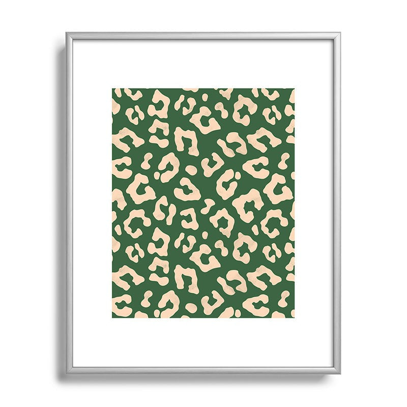 Avenie BR Cheetah Print In Green Metal Framed Art Print