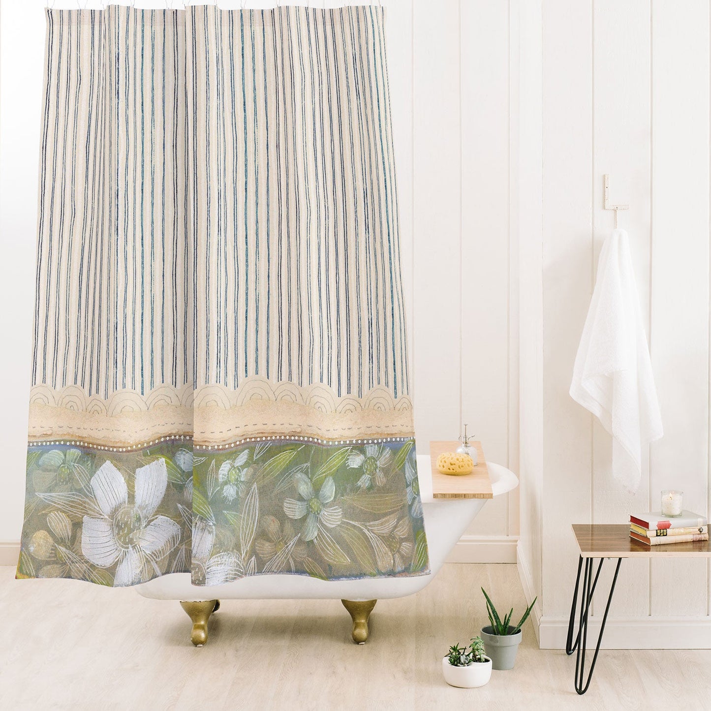 Cori Dantini Blue And White Stripes Shower Curtain