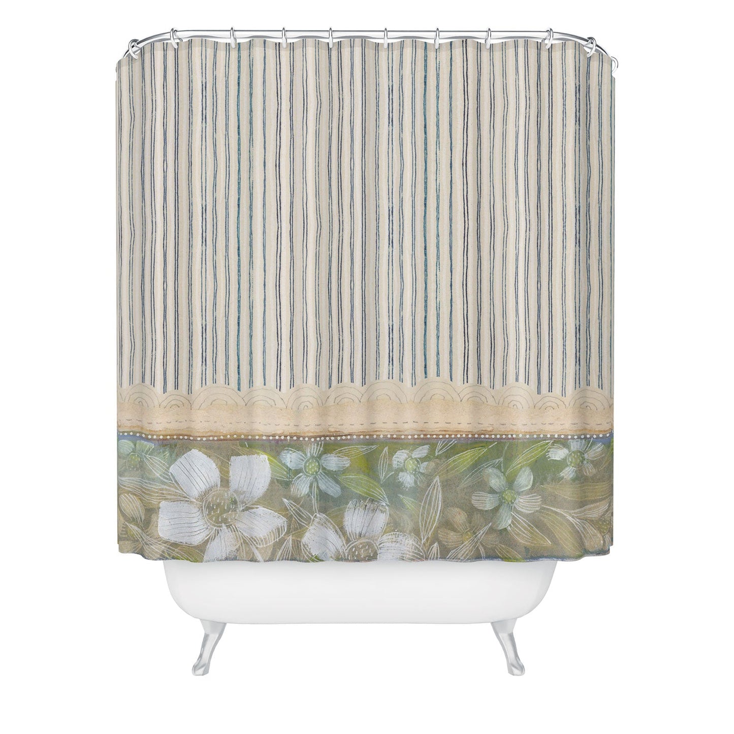 Cori Dantini Blue And White Stripes Shower Curtain