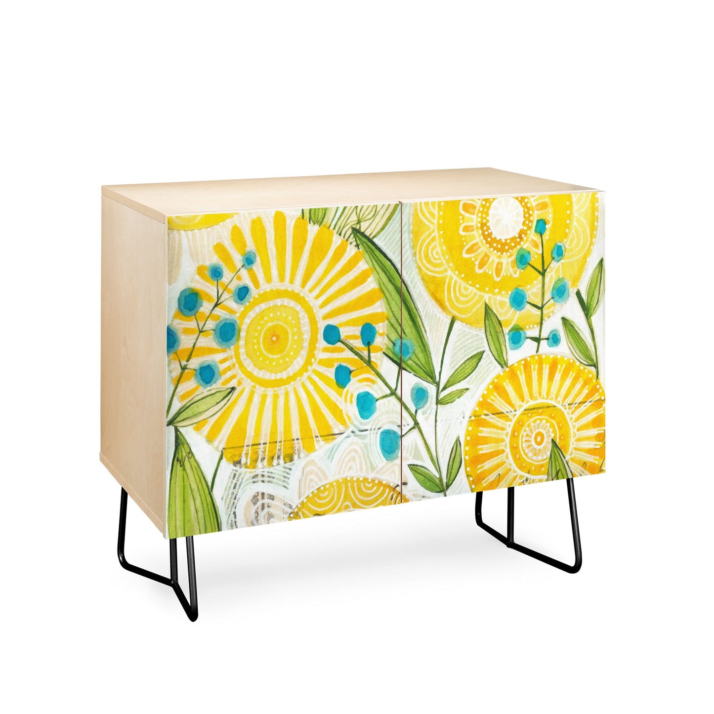 Cori Dantini Sun Burst Flowers Credenza