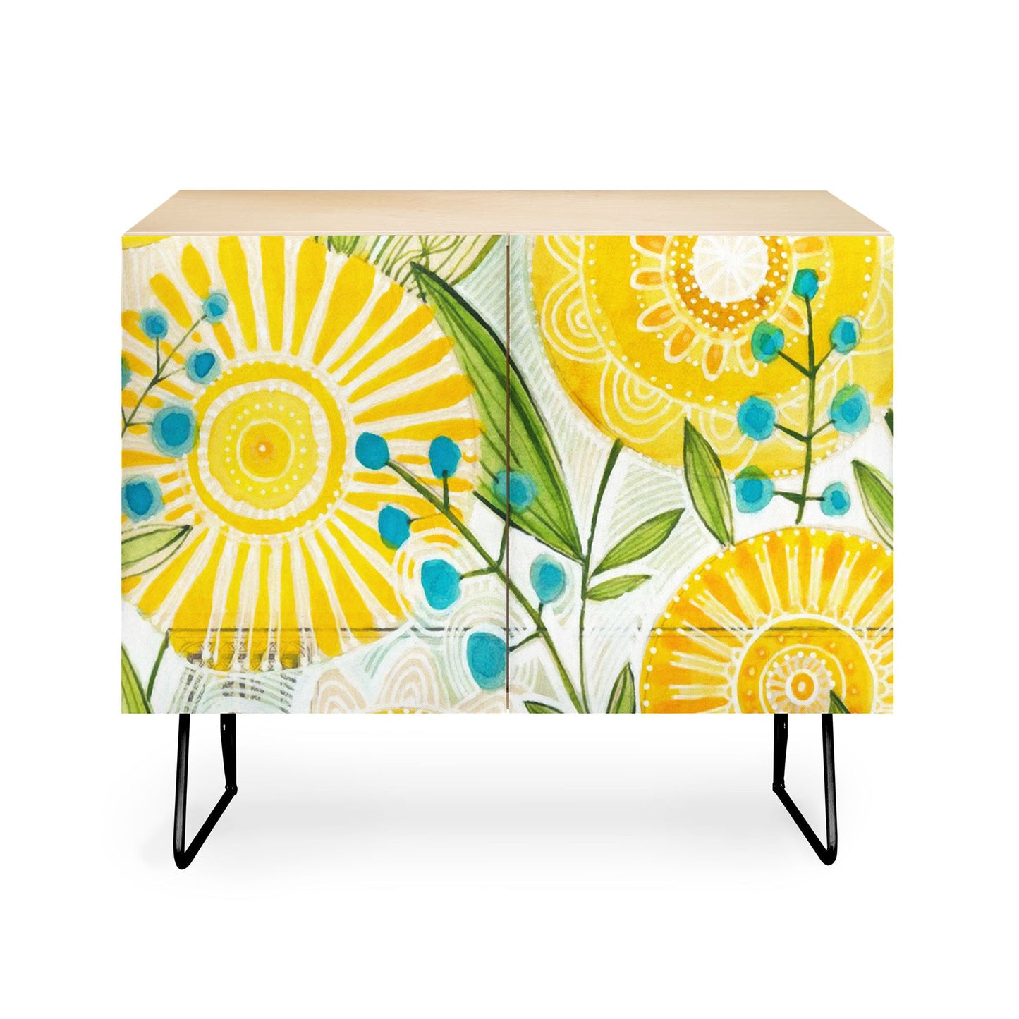 Cori Dantini Sun Burst Flowers Credenza