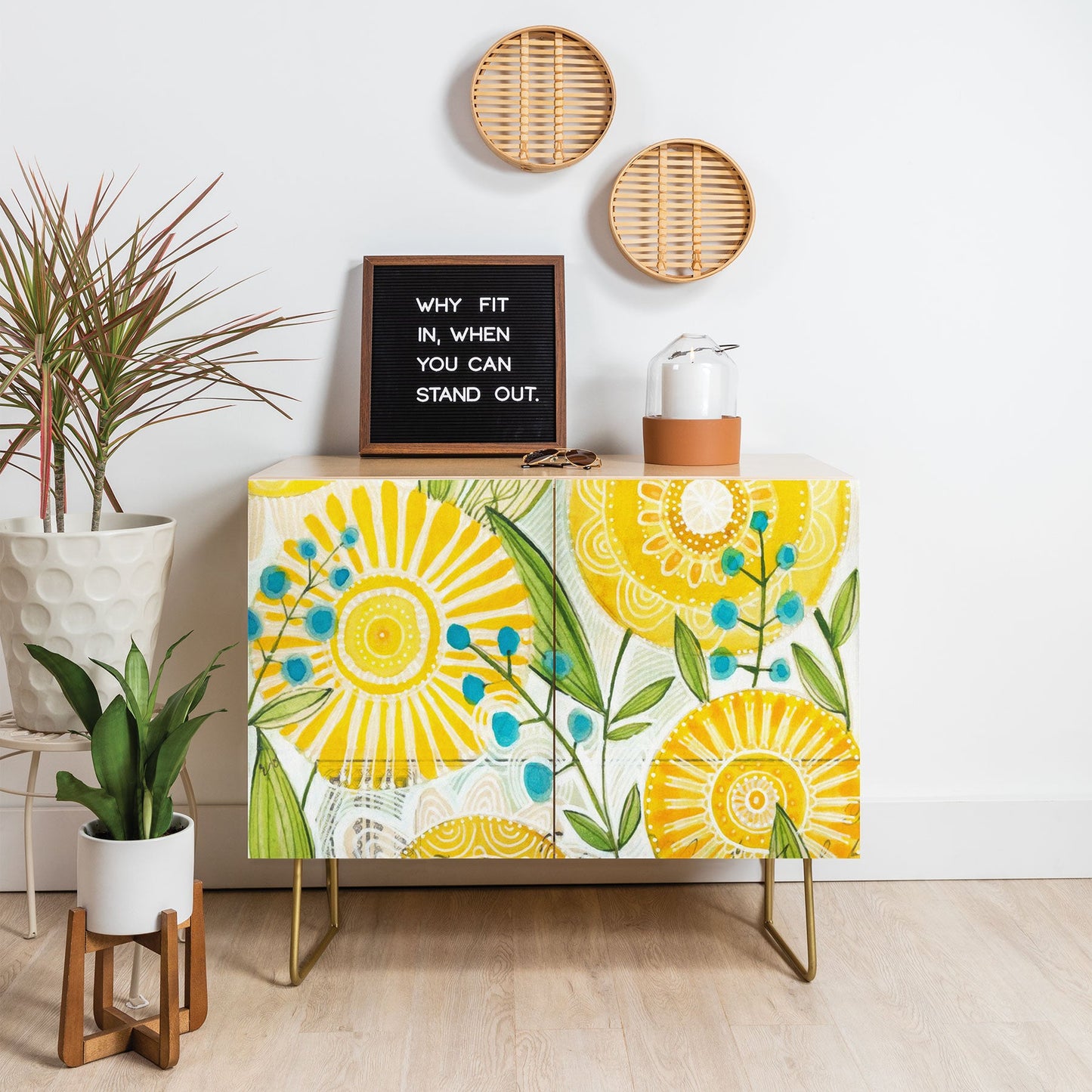 Cori Dantini Sun Burst Flowers Credenza