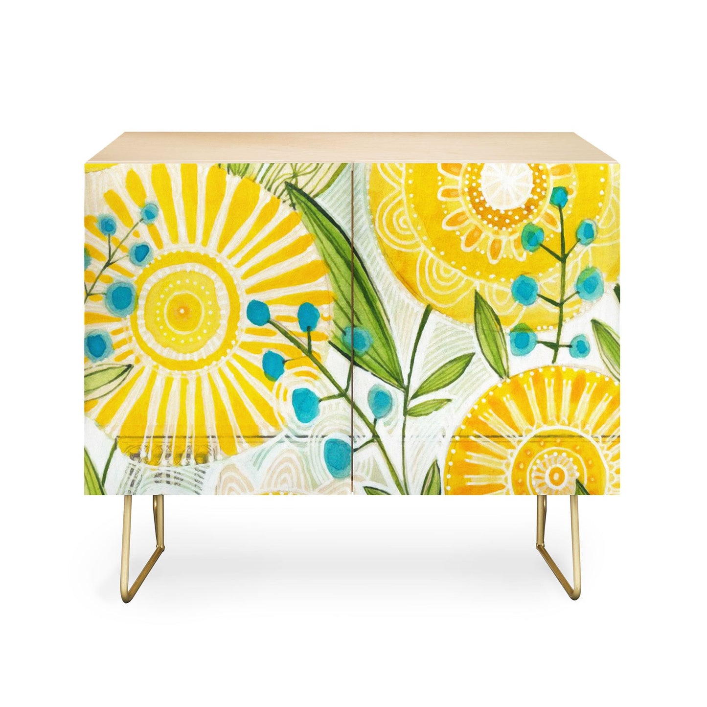 Cori Dantini Sun Burst Flowers Credenza