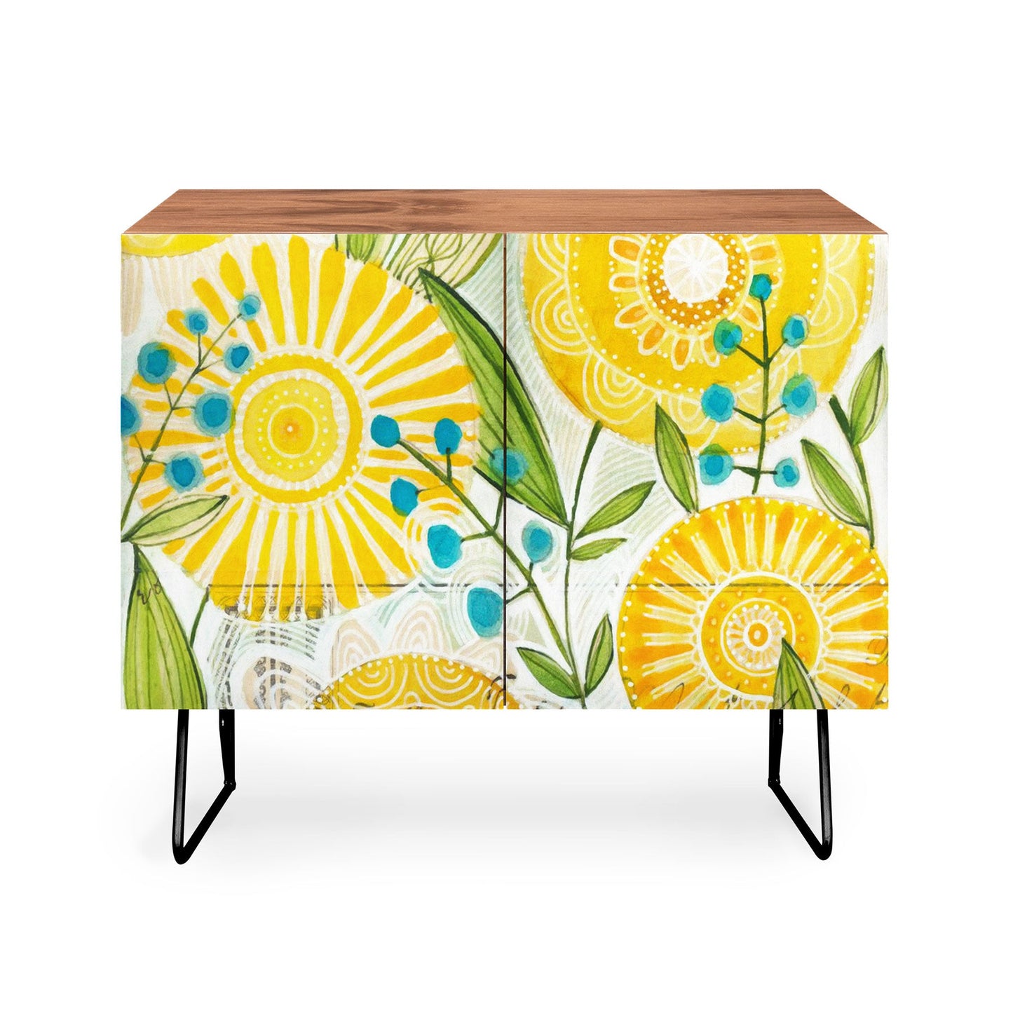 Cori Dantini Sun Burst Flowers Credenza