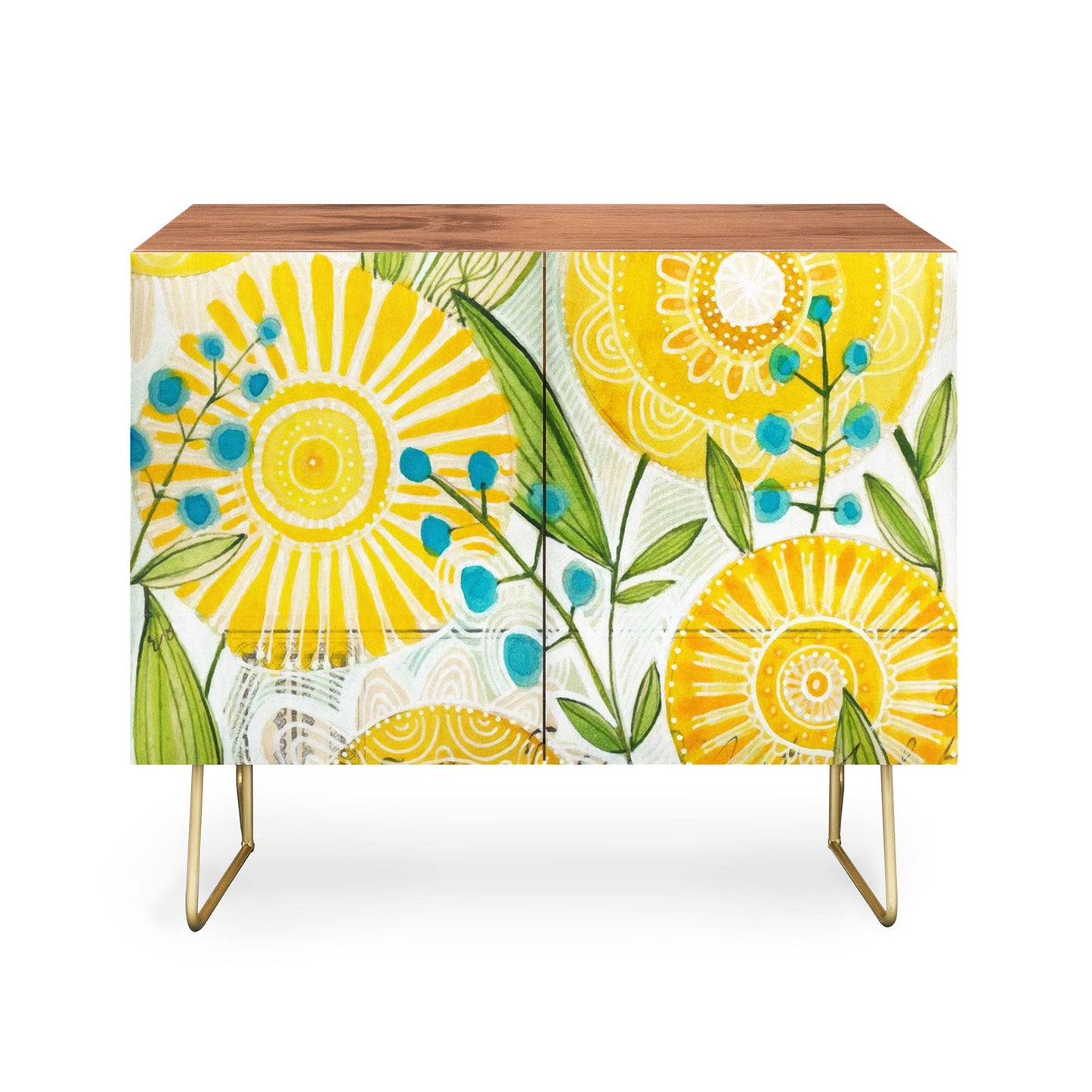 Cori Dantini Sun Burst Flowers Credenza