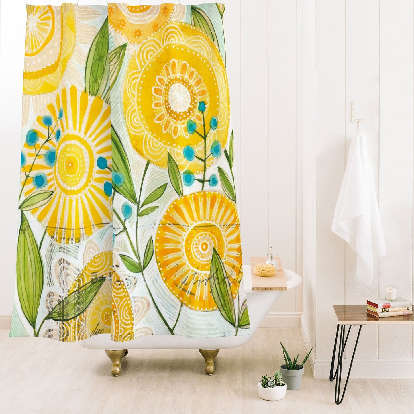 Cori Dantini Sun Burst Flowers Shower Curtain